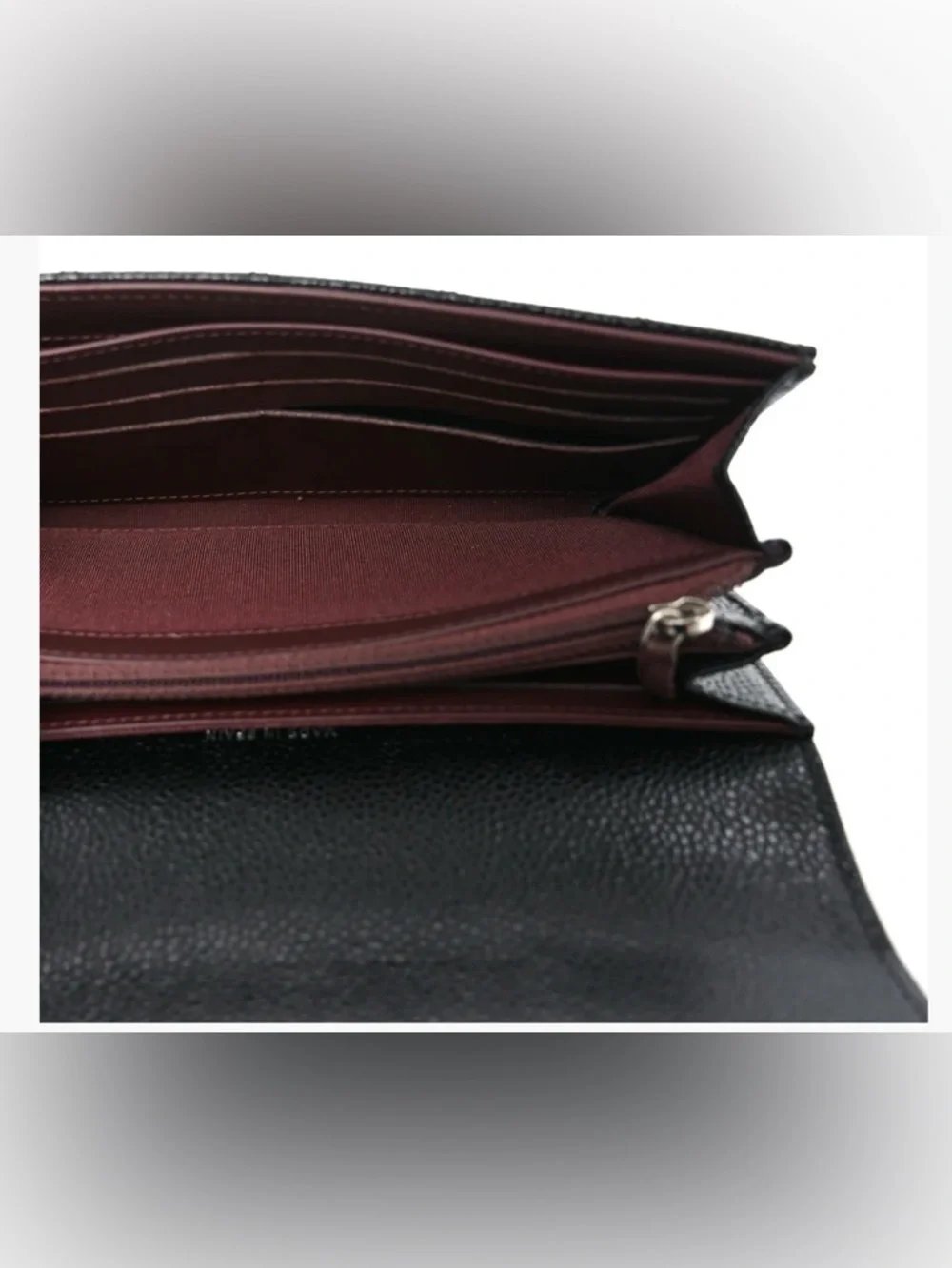 CHANEL Caviar Quilted Large Gusset Flap Wallet Black/Burgund Timeless Classic L-